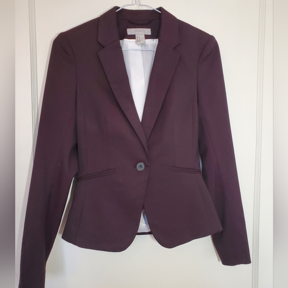 Dark Burgundy H&M Blazer Size 0 - Picture 1 of 6